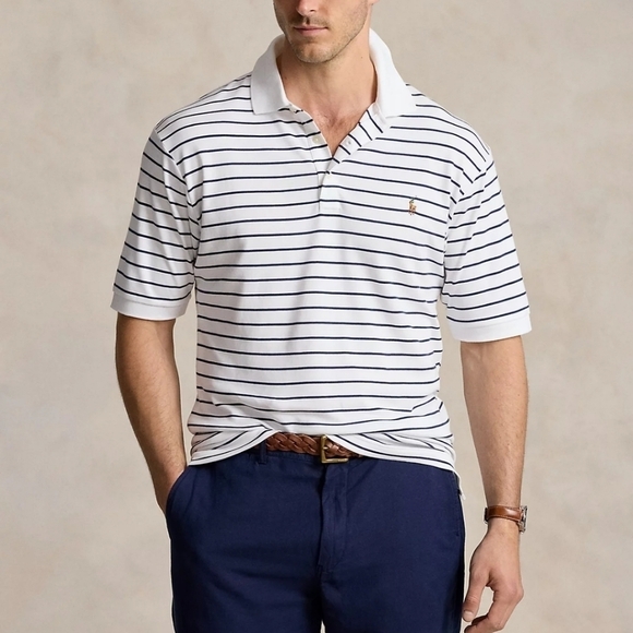 Polo Ralph Lauren logo Striped Soft Cotton Polo Shirt sz 4X Big and tall MT3 - Picture 1 of 9